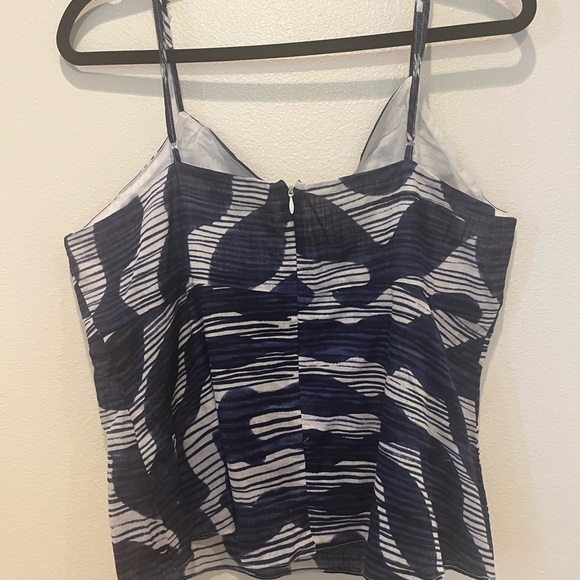 Banana Republic Blue and White Ruched Asymmetrical Camisole - Picture 2 of 4